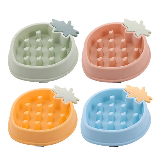 Slow Dog Bowl for Puppy Large Dogs Anti-Gulping Dog Slow Feeder Stop Bloat Slow Eating Pet Bowls Corn Peach Strawberry Pineapple