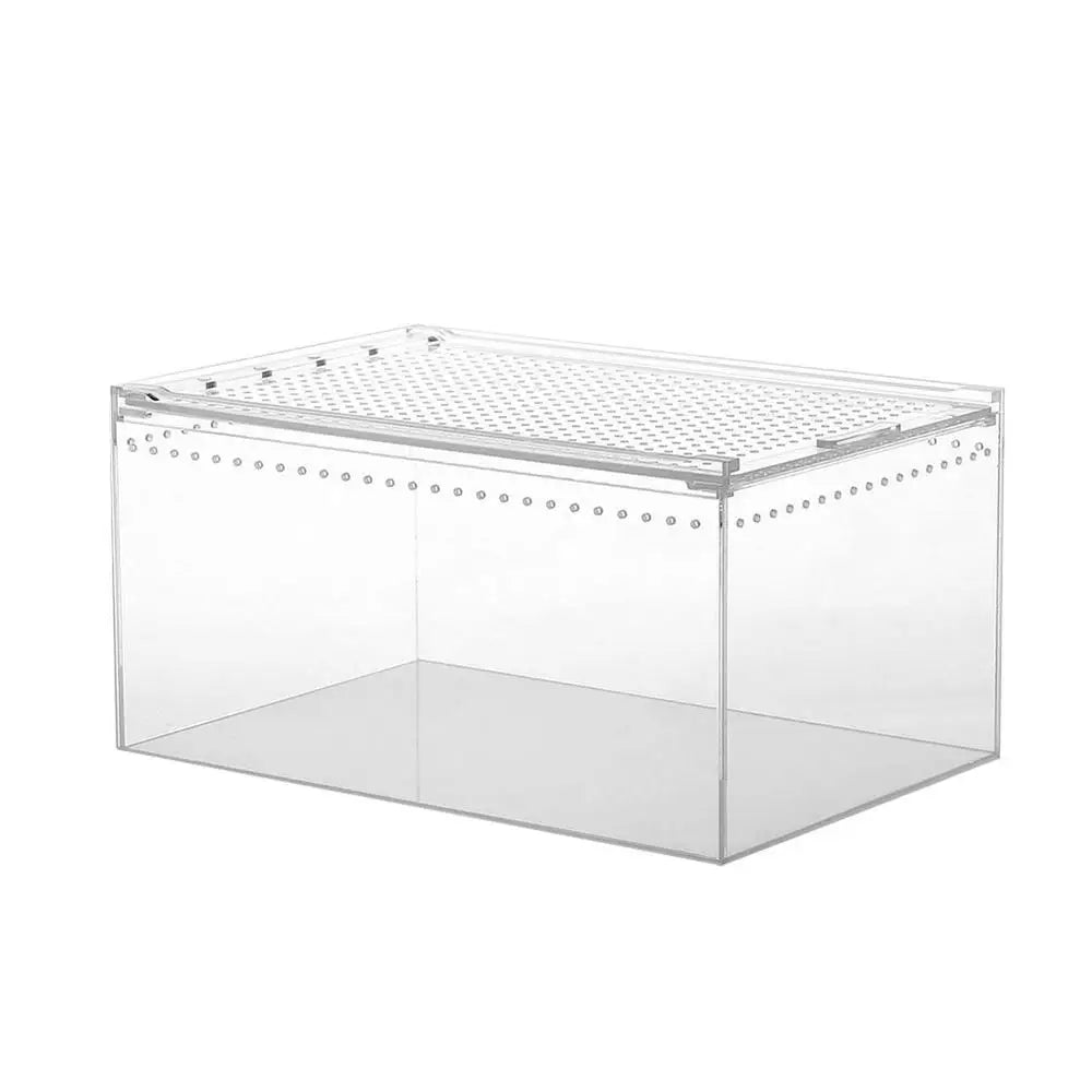 Reptile Pet Breeding Box Transparent Animal Habitat Cage With Breathable Holes Water Leakproof Box For Spider Snake Lizard