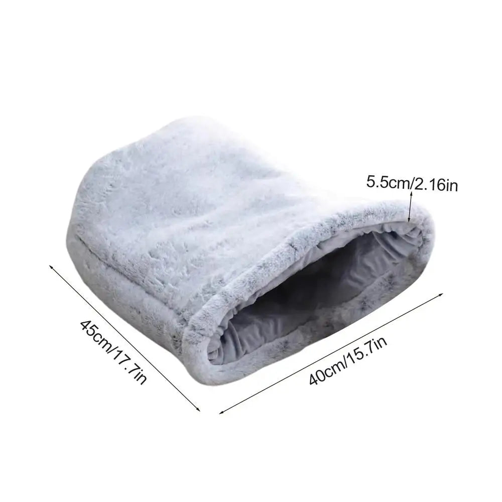 Plush Cat Bed Bag Pet Cat Plush Sleeping Bag Semi-Enclosed Bed Small Medium Large Cats Warming Pad Sack For Autumn Winter