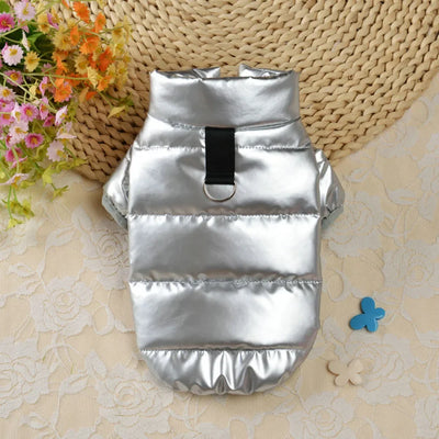 Puppy Pet Dog Clothes Outdoor Windproof Waterproof Leather Dog Coat Winter Warm Padded Jacket for Dogs and Cats in Cold Weather