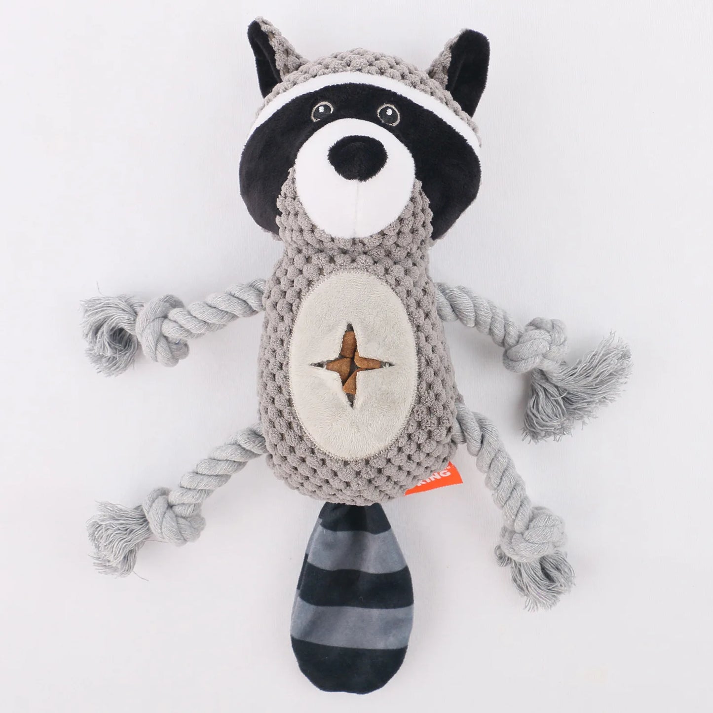 Dog Plush Toy Spot Plush Stuffed Raccoon Pet Toy With Food Leakage Function Interactive Sounding Dog Toy Fleece Squeak Toys