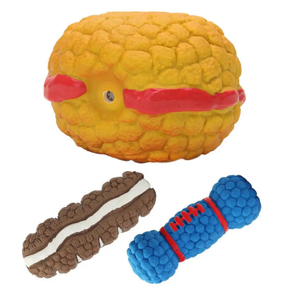 Squeaky Dog Chew Toy Funny Cream Bread Hamburger Breadsticks No Stuffing Dog Toy with Squeakers Pet Squeak Toy