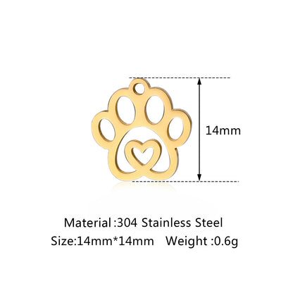 5Pcs/Lot Stainless Steel Cat Dog Claw Charms Cute Animal Claw Love Pendant For DIY Bracelet Necklaces Jewelry Making Accessories