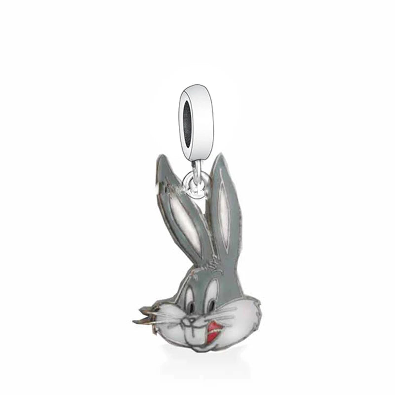 New 925 Silvering Disney Cute Bird Tiger Duck Dog Rabbit Salamander Charm Bead fit Original Bracelet Trinket DIY Women Jewelry