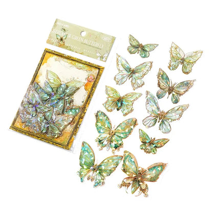 5Style 20pcs/pack INS Butterfly PET Sticker Pack Ice Crystal Laser Gold DIY Handbook Decoration 3D Scrapbook