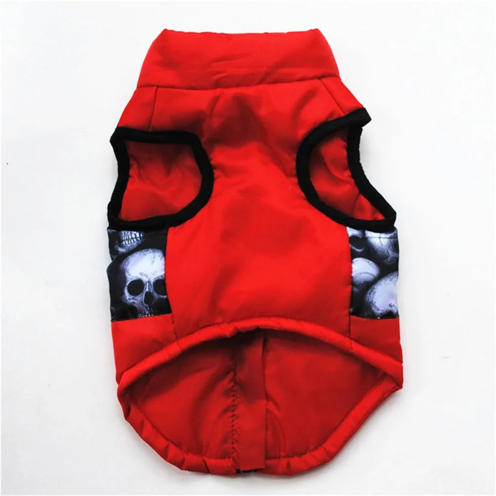 Windproof Pet Vest Jacket Winter Warm Big Dog Clothes Puppy Harness Clothing Funny Printed Coat for Small Medium Dogs Cats XS-XL