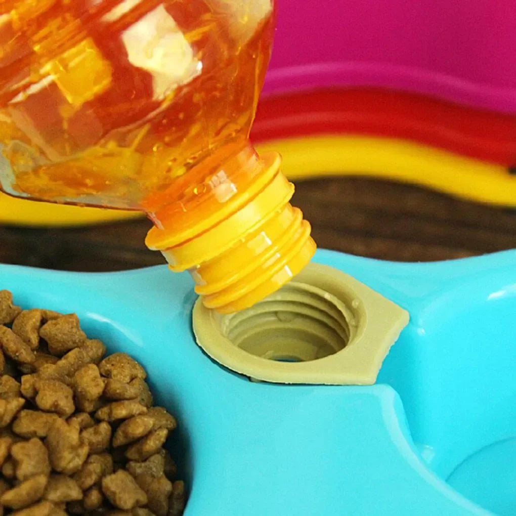 Dual Port Dog Automatic Water Dispenser Feeder Utensils Bowl Cat Drinking Fountain Food Dish Pet Bowl Raised Stand Dish Bowls