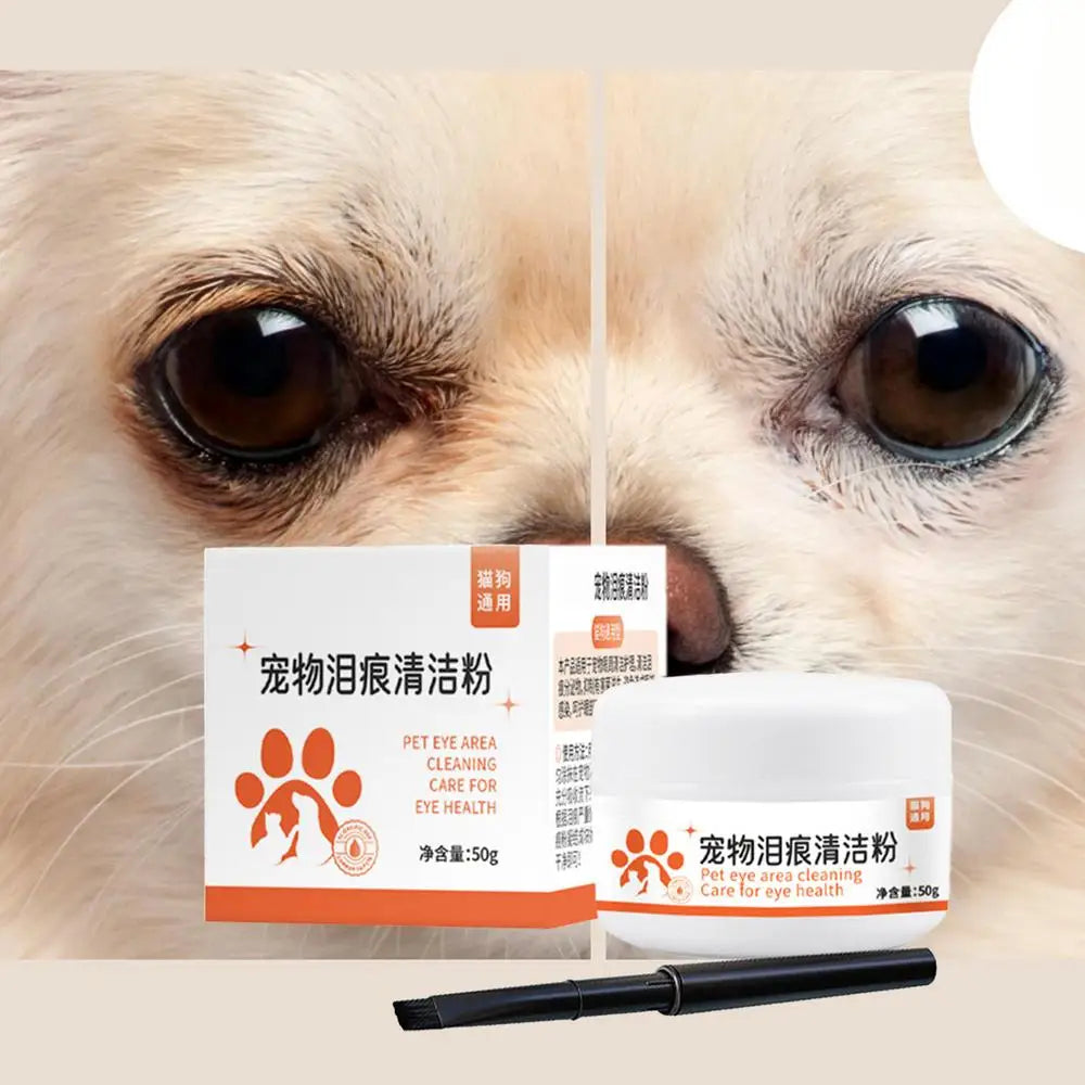 Dog Eye Tear Stain Powder 50g Mild Tear Stain Remover With Brush Pet Eye Cleaning Dogs Cats Health Supplies For Pet Shelter Home