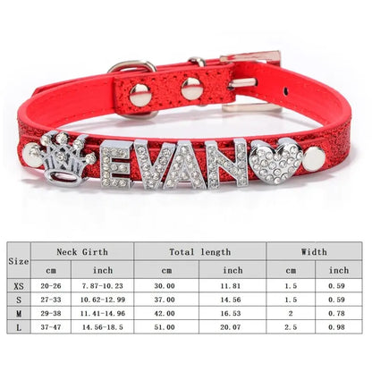 Custom Cat Dog Collar Personalized Rhinestone Puppy Collars Adjustable Letter Crown Charm Name Dog Necklace Chihuahua Id Collar
