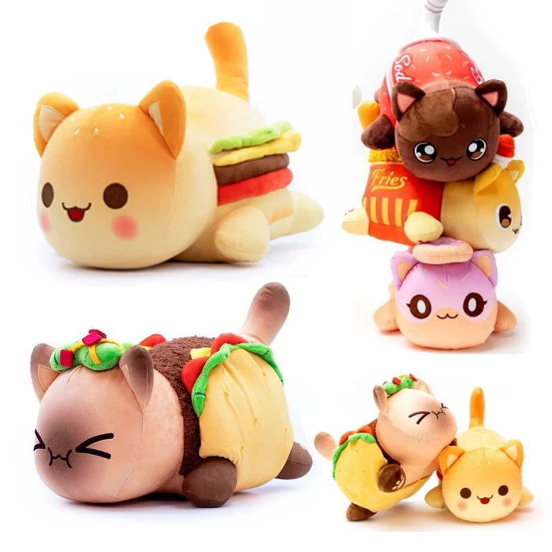 Aphmau Plush Meemeows Food Cat Plushies Toy Cute Cola Fries Donut Cat Plushes Stuffed Dolls Sleeping Pillow Christmas Gift