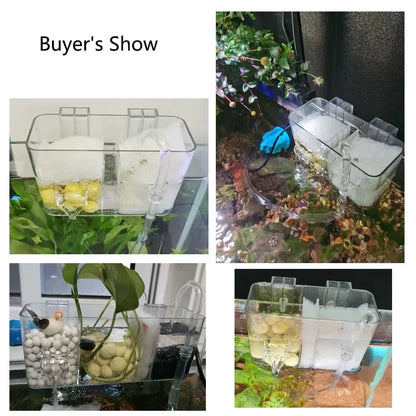 3in1 Fish Tank External Filter Box Plastic Filter Dry and Wet Separation Small Silent External Suspend Aquarium Drip Overflow
