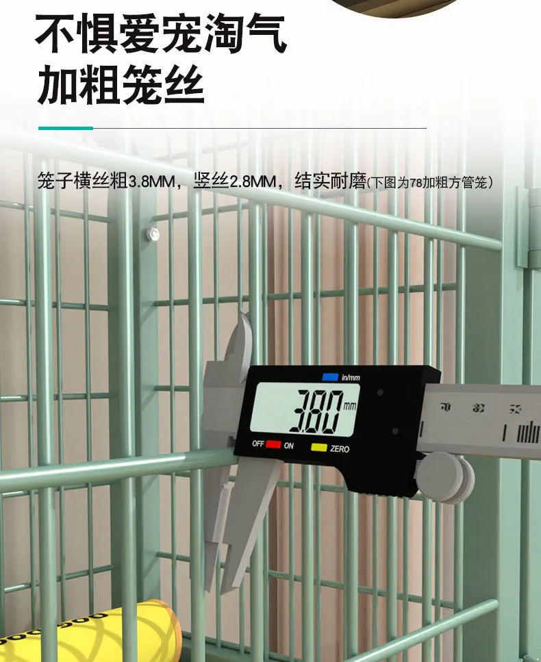 New Extra Thick Square Tube  Small Dog Cage with Toilet Indoor Family Dog House Kennel Pet Iron Cage
