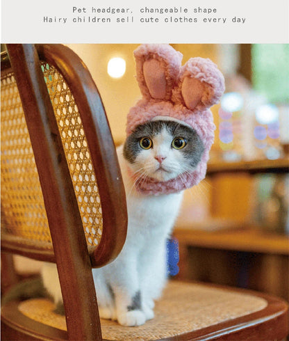Plush Rabbit Ears Pet Dog Accessories Cosplay Cat Hat Winter Lovely New Year Christmas Puppy Headgear Soft Velvet Pet Supplies