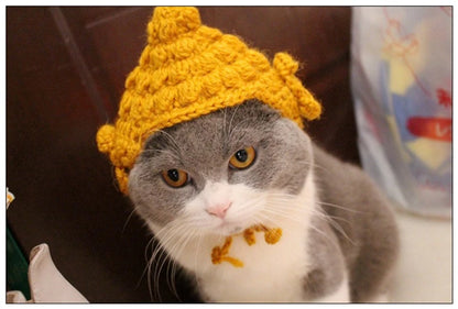 Winter Cosplay Buddha Pet Dog Hat Ginger Ear Protective Head Wear for Small Puppy New Year Lace Up Yorkshire Cat Accessories