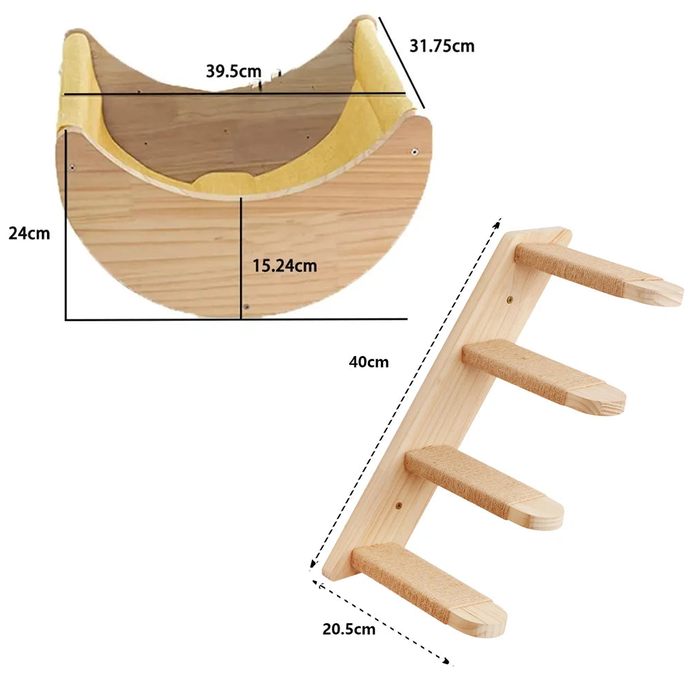 Cat Climbing Shelves Wall Mounted Cat Bridge And Cat House Wooden Pet Shelves Tree Tower For Sleeping Climbing Cat Perch Tree