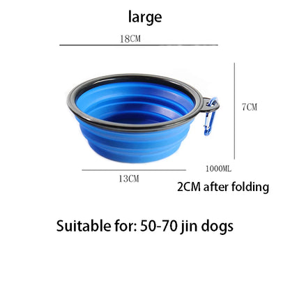 350/1000ml Large Collapsible Dog Pet Folding Silicone Bowl Outdoor Travel Portable Puppy Food Container Feeder Dish Bowl