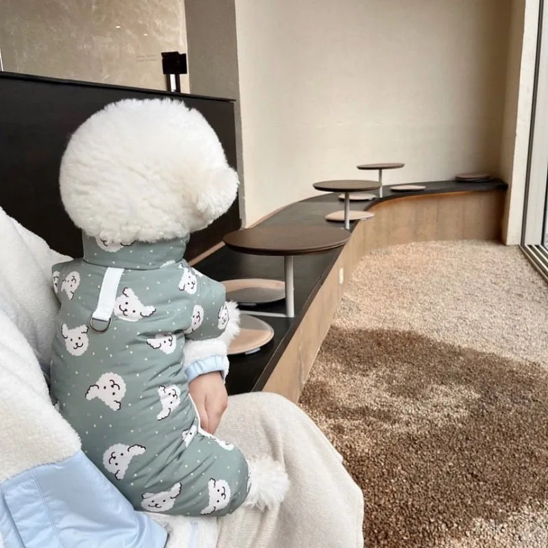 Waterproof Dog Warm Jacket Bear Print Winter Dog Coat Cotton Four Legged Dog Clothes Chihuahua Poodle Bichon Puppy Accessories