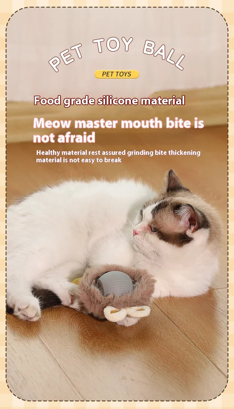 New Smart Cat Dog Toys Automatic Rolling Ball Fake Tail Rechargeable Electric Cat Bite Resistant Interactive Toy Pet Products