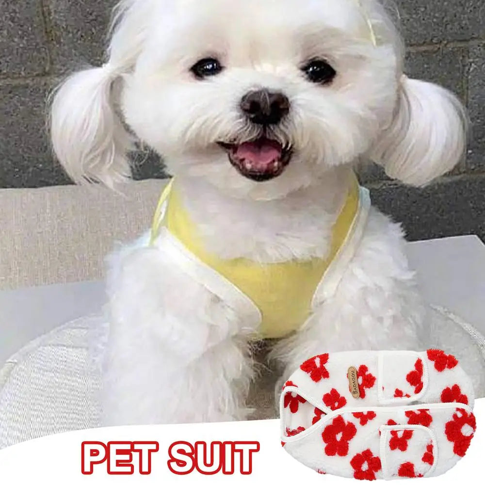 Dog Cold Weather Clothes Warm Open Back Winter Pet Clothes Cute Printed Floral Pattern Clothing For Daily Wear Walks Soft