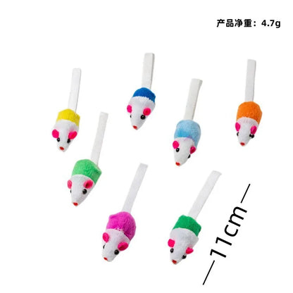 10 Pcs Soft Fleece False Mouse Cat Toys Colorful Feather Funny Playing Toys for Cats Kitten Interactive Ball Cat Toy Catnip