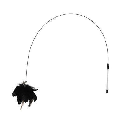 Uxcell Handheld Cat Teaser with Bell Fluffy Plume Teasing Sticks Flexible Fishing Rod Toy Indoor Scratching Pet Supplies