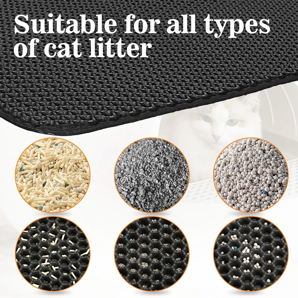 Cat Litter Mat 1 Pack Double Layer Waterproof Urine Proof Trapping Mats Non-Slip Easy to Clean Large Toilet Foot Pad