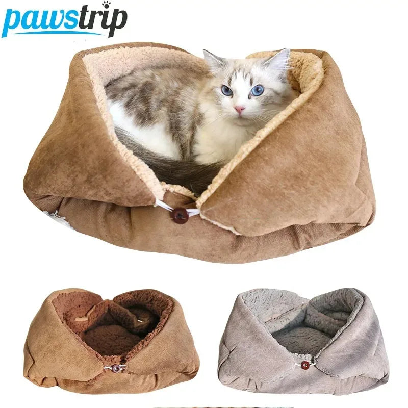 Cats Beds for Winter Warm Accessories Kitten Houses Dog Bed Basket Mat Things Cushions House Puppy Goods Pet Supplies