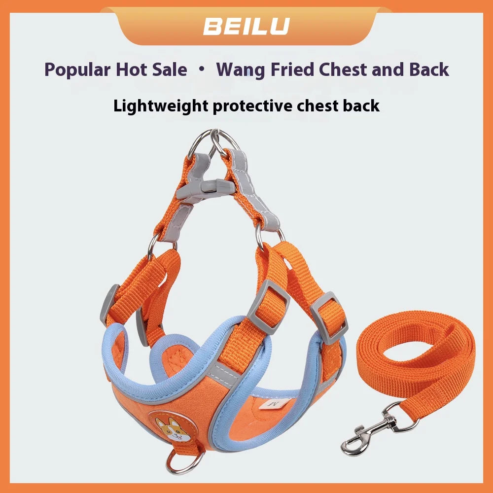 New breathable pet chest harness vest style reflective dog leash pet leash