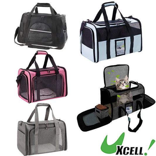 UXCELL Pet Carrier Puppy Carrier Dog Bags for Small Cats Dogs Puppies Up to 13 Lbs Black 600D Oxford Cloth Pet Carriers