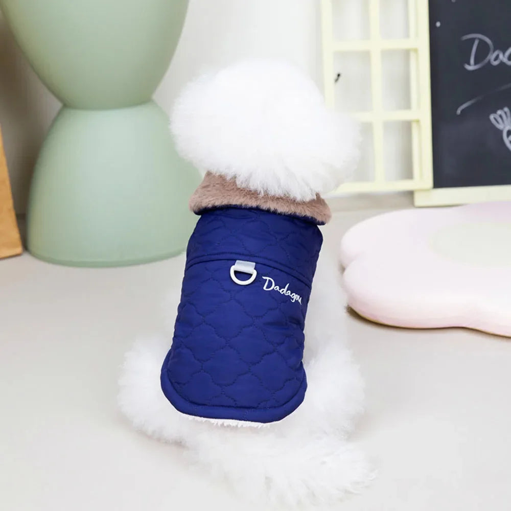 Winter Warm Fur Collar Dog Jacket Windproof & Waterproof Dog Clothes for Small Dogs Puppy Vest Chihuahua Yorkie Coat Pet Costume