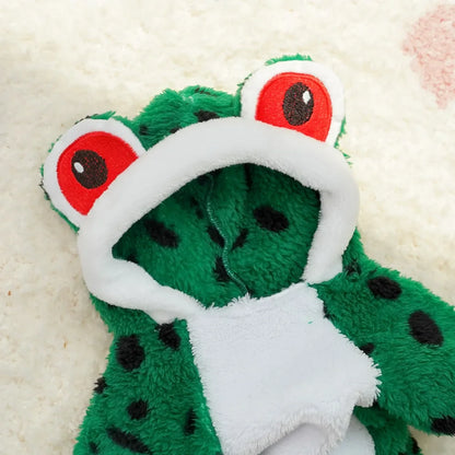 Pet Frog Costumes for Party Funny Small Dog Cat Cosplay Coat Hoodie Outfits Warm Winter Fleece Puppy Clothes Chihuahua Jumpsuit