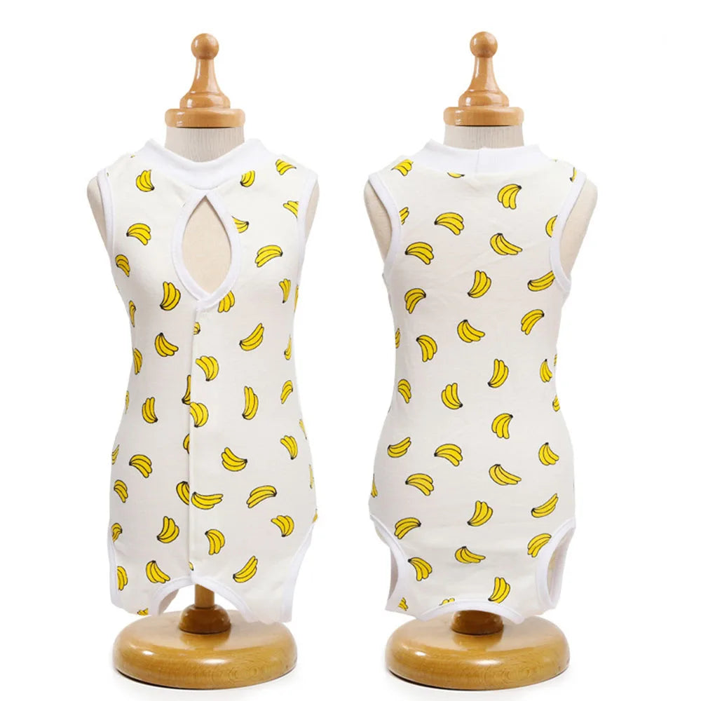 Cat Sleeveless Shirt Cat Recovery Suit Breathable E-Collar Alternative Vest for Cat Small Puppy Cute Printed Cotton Pet Clothes