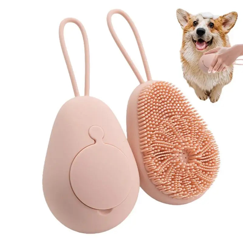 Dog Bath Scrubber Silicone Pet Shower Brush With Shampoo Dispenser Small Large Pet Hair Brush For Long Short Haired Cats Dogs