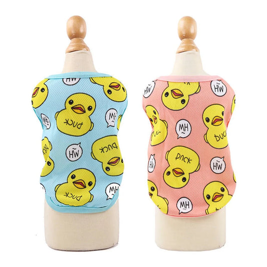 Summer Breathable Pet Dog Vest Shirts Cute Yellow Duck Pet Puppy Cat T-Shirt Tank Top Clothes Stretchy Vest for Chihuahua Dogs