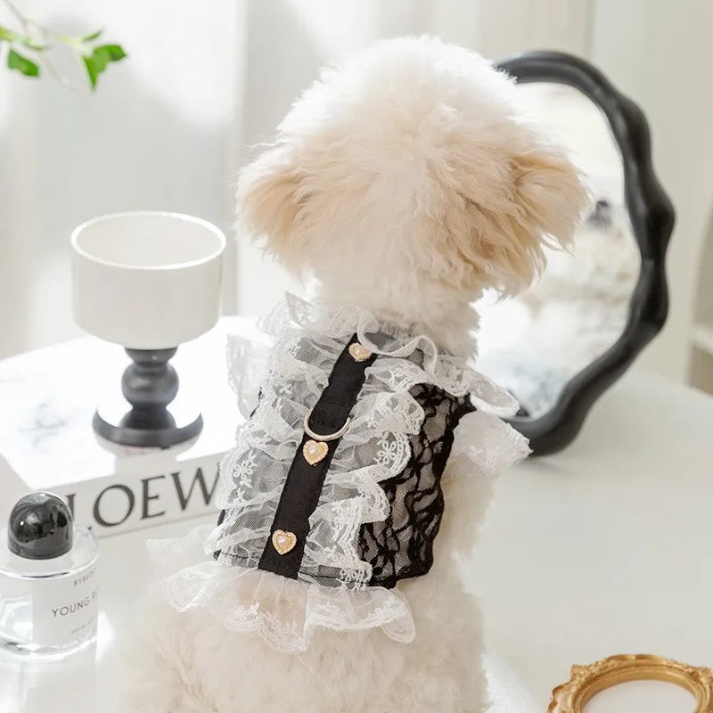 Pet Dog Vest Harnesses Luxury Dog Clothes Sexy Lace Vests Chihuahua Bichon Schnauzer Puppy Harness Cat Dog Shirt Pet Supplies