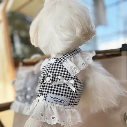 Plaid Dog Harness for Small Dogs, Lightweight Cotton Lace Puppy Harness Vest Dog Accessories Yorkie Chiwawa Beagle Pet Supplies