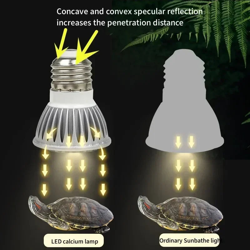 Reptile UVA + UVB Full Spectrum Turtle Basking Platform Sun Lamp Sunbathe Heat Lamp for Lizard Amphibians 5.0 10.0 Reptile Light