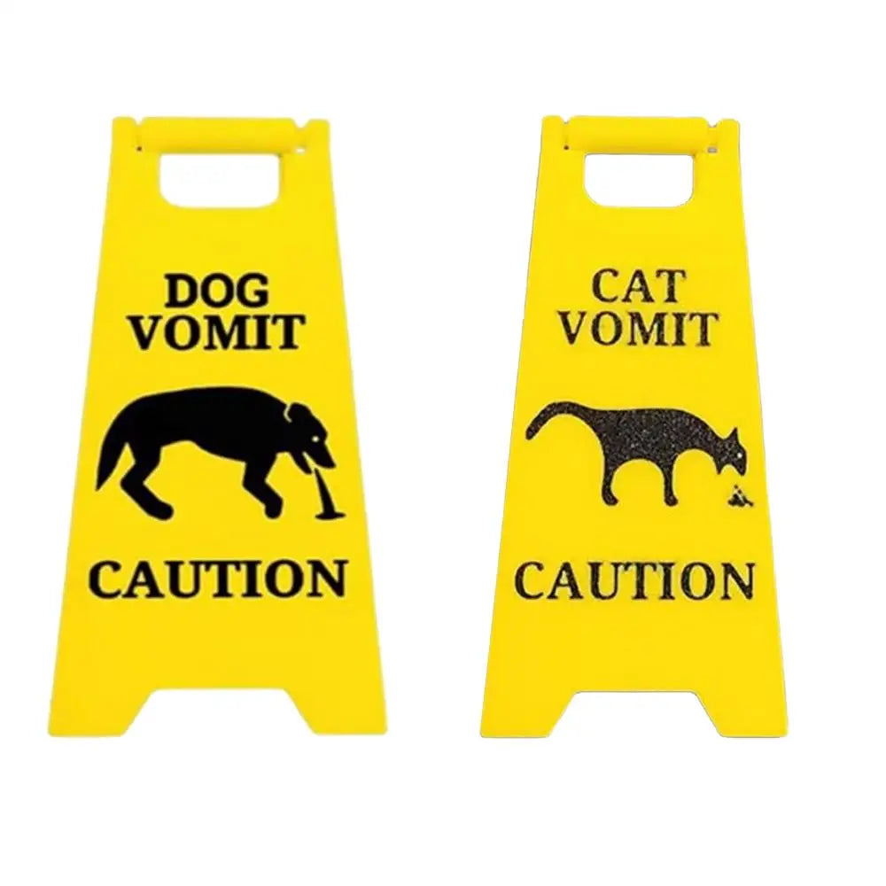 Cat Dog Vomit Caution Sign Funny Creative Dog Cat Vomit Caution Sign 3D Printed Yard Sign Cat Dog Vomit Warning Sign Board