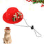 Red Pet Hats For Christmas Dog Hats Bow Tie Christmas Deer Pattern Pet Hats Soft Cute Christmas Ornaments Adjustable Pet Costume