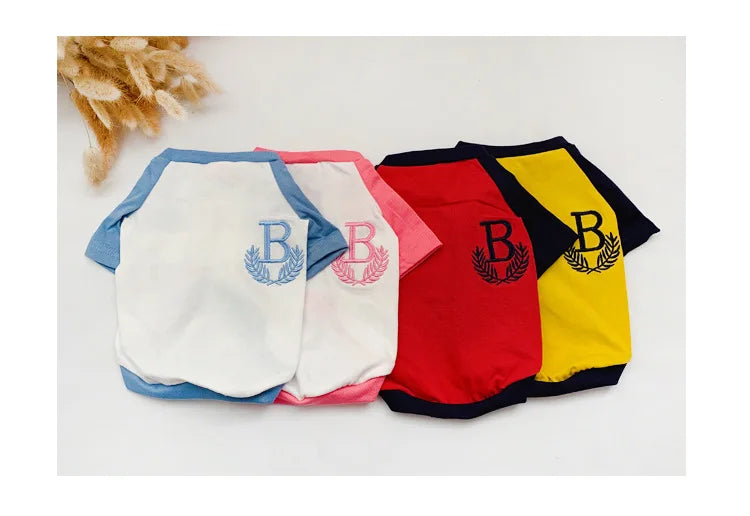 Dog Vest  Dog Shirts for Dogs  Dog Costume  Dog Clothes Parent-child Wear Spring and Summer Embroidery Four Colors
