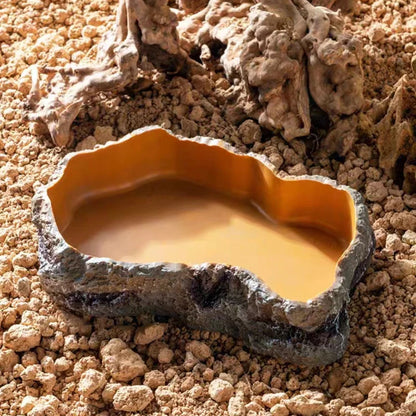 Pet Reptile Feeder Bowl Resin Aquarium Basin Food Water Pot Reptile Turtle Tortoise Scorpion Lizard Crabs Feeding Supplies New