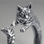 1pc Vintage Dark Alloy  Cartoon Little Cat Open Ring For Women Personality Fashion Simple Ring Handicraft Gift For Girl