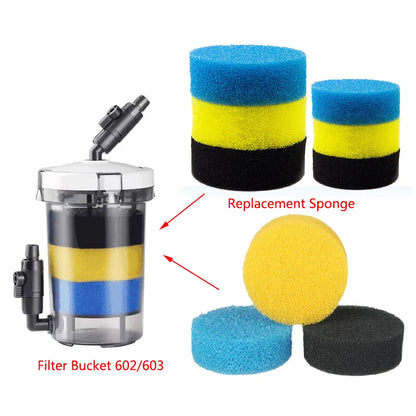 Biochemical Aquarium Cotton Sponge For Filter Bucket 602/603 Fish Tank Filtration Foam Blue Spongs Aquarium Accessories 3Pcs