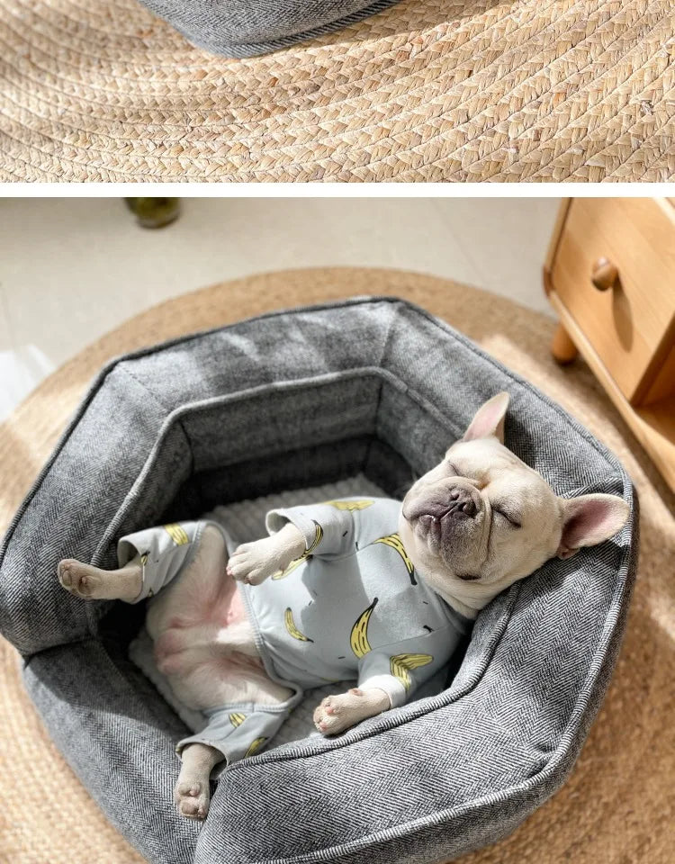Deep sleep hexagonal dog sofa French fighting kennel dog bed fully removable and washable pet bed thick warm dog cushion