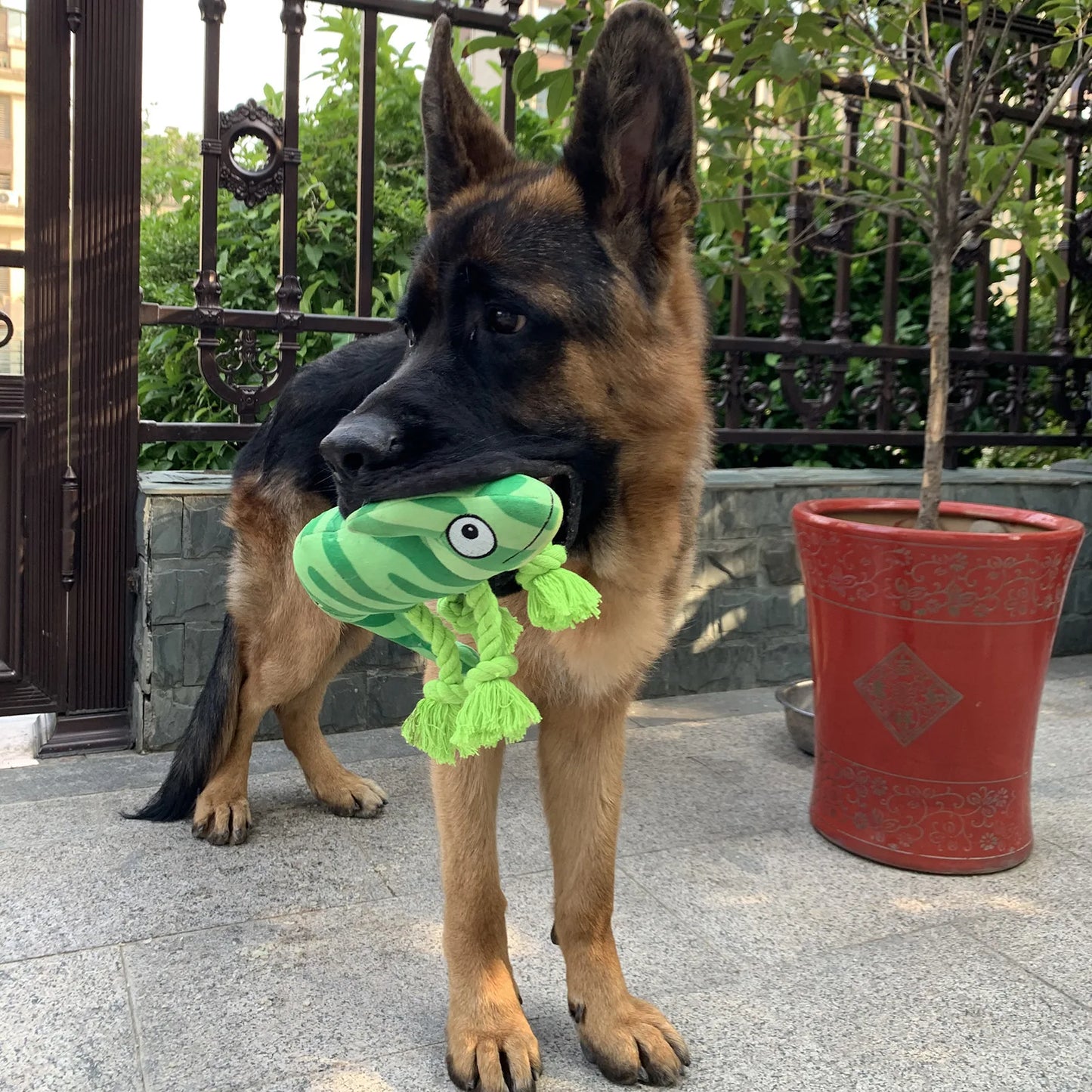 Dog Plush Toy Cross Border Plush Filled Striped Chameleon Lizard Squeaking Pet Toy Dog Toy Fleece Squeak Toys