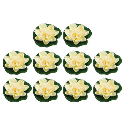 Uxcell 10PCS 10cm Aquarium Floating Artificial Flower Fake Lotus Plant Pond Micro Landscape Garden Fish Tank Tools Accessories