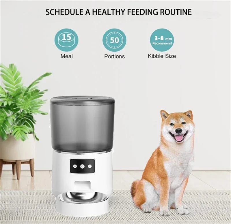 Automatic Pet Feeder 4L Capacity Smart Timer Tuya Control Food Dispenser with Stainless Steel Bowl Dogs Cats Feeding Supplies