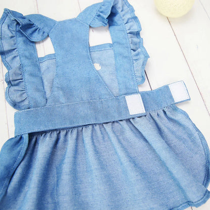 Dog Dress for Small Dogs Girl Clothes Dog Denim Dress Puppy Skirts Summer Pet Dress with Harness Hole for Small Medium Dogs Cats