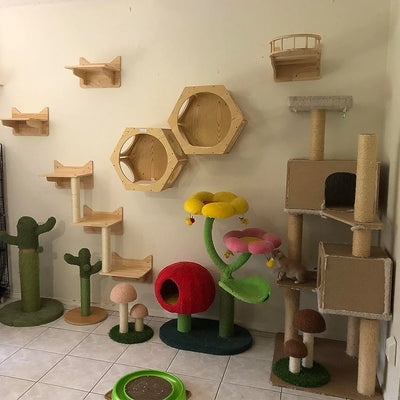 1Pc Cat Wall Mounted Bridge & Scratching Post & Cat Hammock Cat Nest Cat Sisal Stairway Ladder for Kittens Pet Indoor Furniture