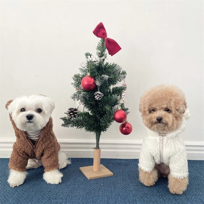 Super Warm Pet Winter Clothes Cosplay Costume Bear Shaped Outfits for Small Medium Puppy New Year Double Fleece Cat Clothing